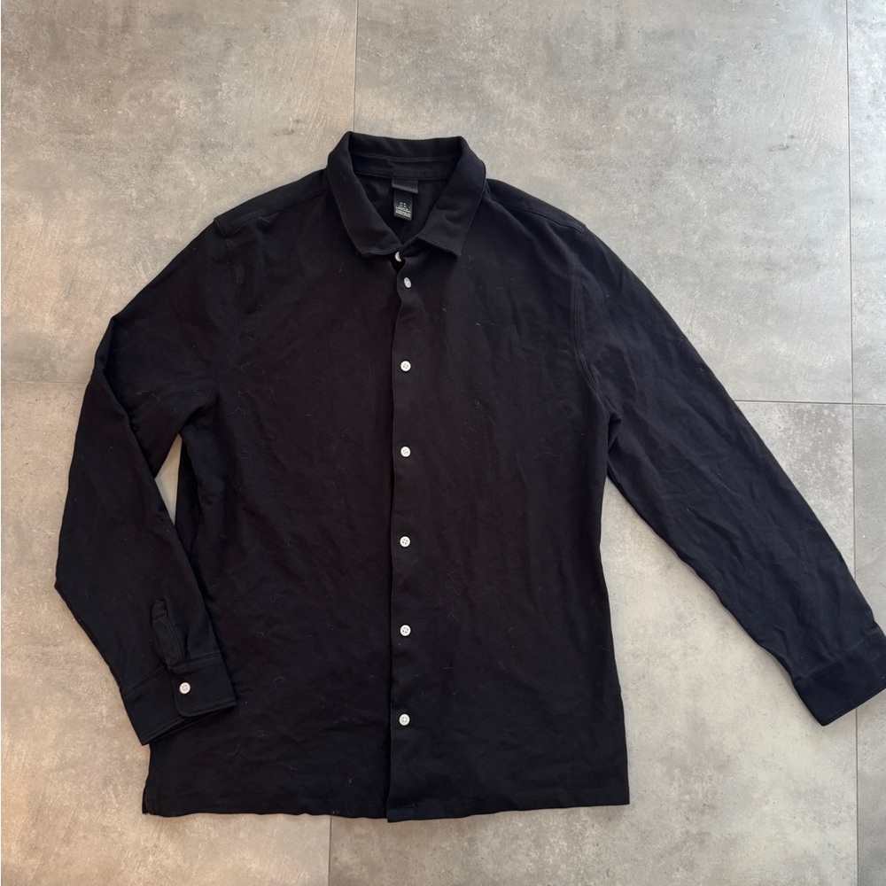 H&M Black Button-Up Shirt | XL